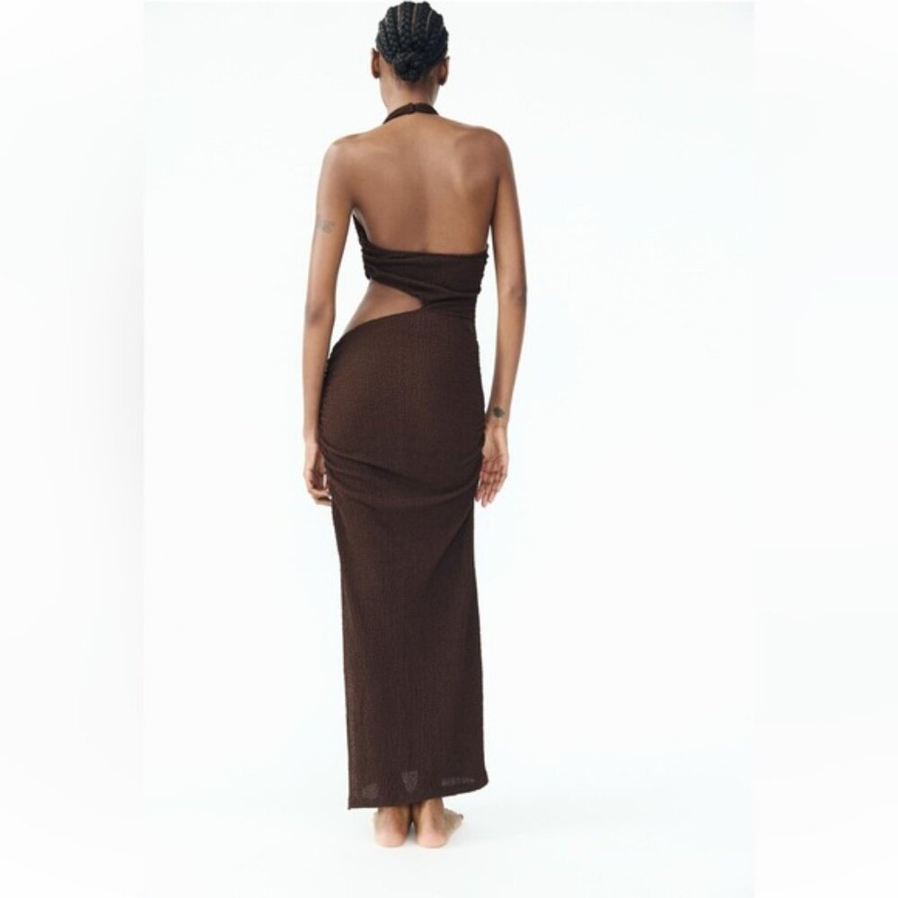ZARA TEXTURED CUT OUT DRESS - Picture 8 of 11